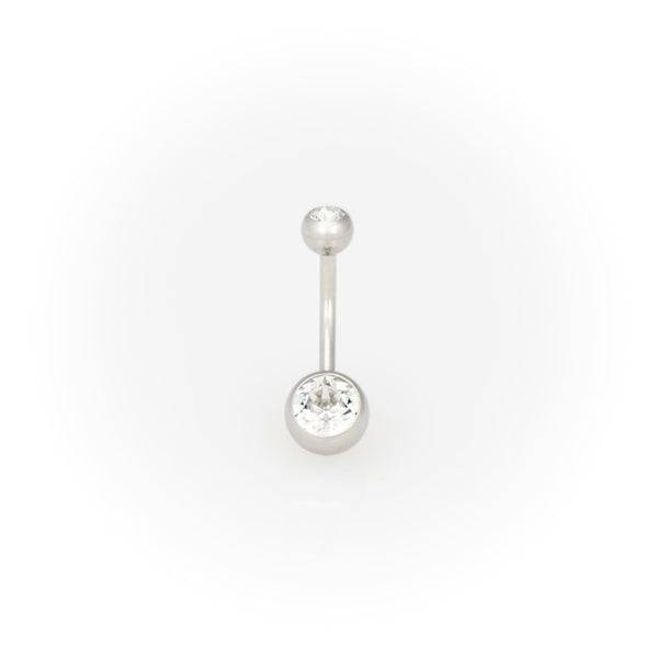 14g Double Jeweled Navel Bar Stainless Steel