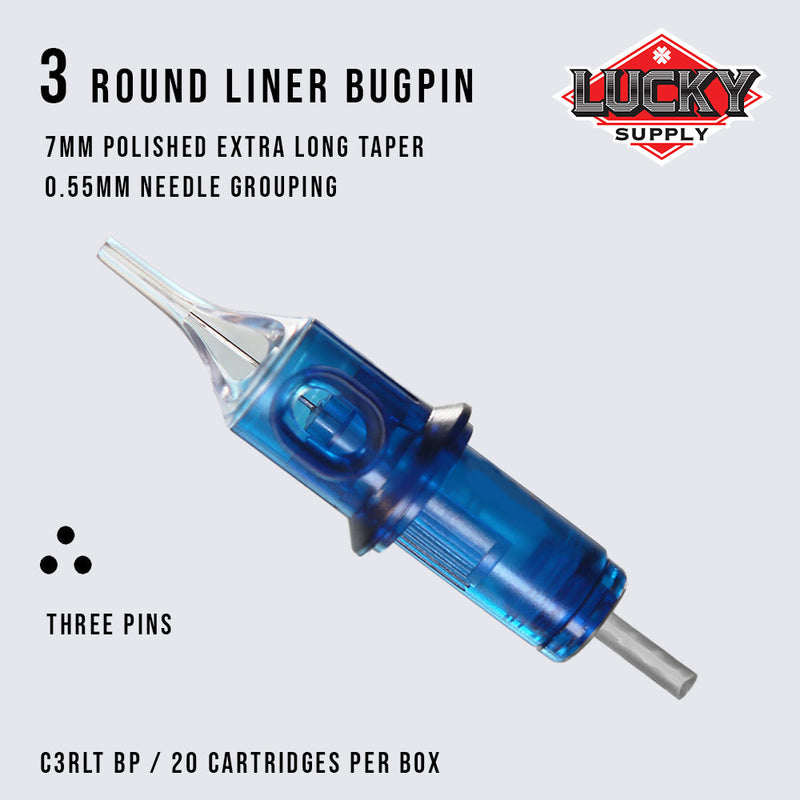 Round Liner Bugpin Needle Cartridges by Lucky Supply