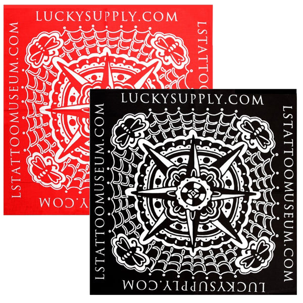 Bert Krak Lucky Supply Bandanas in Red and Black